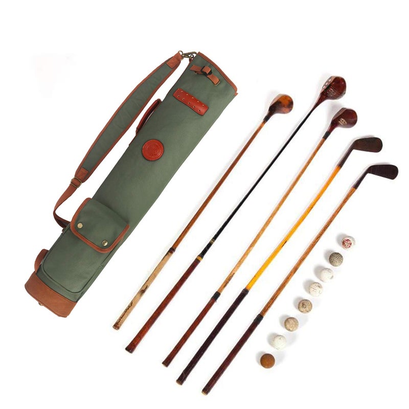 TOURBON Lightweight Golf Bag Practical Golf Travel Club Carrier Case with Golf Accessory Pouch - Green - Image 4